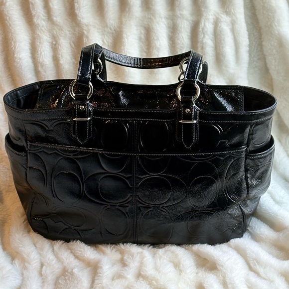 Coach Black Shoulder Bag with Embossed Pattern - Picture 5 of 15